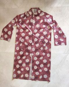 Daisy Print Long Raincoat Coat for Women
