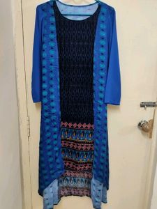Blue &amp; Black Printed Kurta