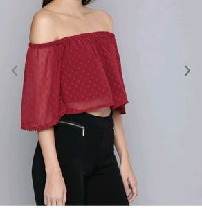 HERE AND NOW Maroon Cropped Top