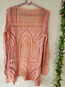 Peach Open Knit Cardigan