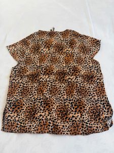 Leopard Print Tie-Neck Top