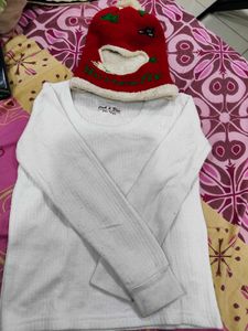 Cute Long Sleeve Thermal  wear with Beanie