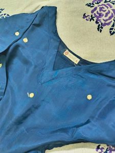 Elegant Navy Blue Embroidered Coord set