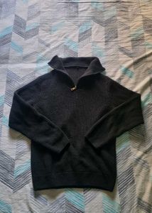 Men's Black Quarter Zip Sweater