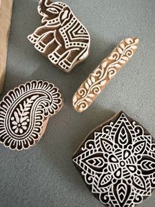Set of 6 Printing Wooden Blocks with Diary