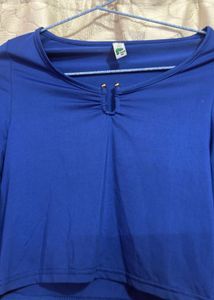 Royal Blue Long Sleeve Crop Top