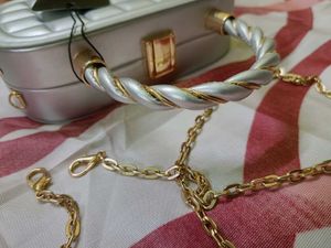Silver Quilted Box Clutch with Twisted Handle