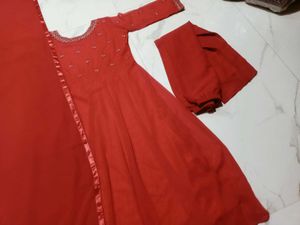 Elegant Red Kurta Set with Dupatta 3pc