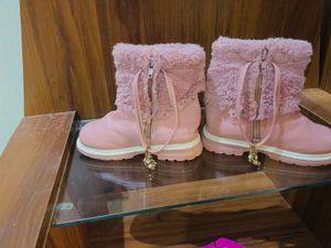 Pink Faux Fur Lined Winter Boots
