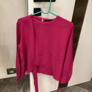 Pink Tie-Waist Top