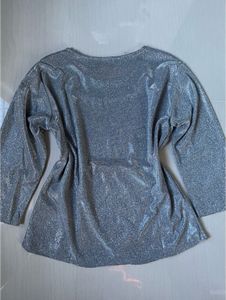 Sparkly Silver Bell Sleeve Top