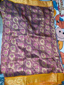 Purple Silk Brocade Saree-only saree
