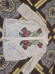 Elegant Lace Shirt with Floral Applique