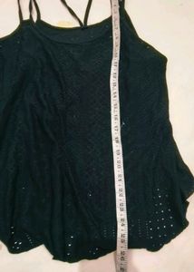 Stylish Black Lace Trim Tank Top
