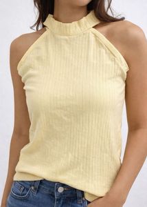Yellow Ribbed Halter Top