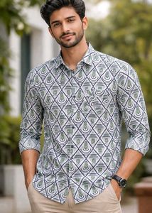 Patterned Button-Down Shirt