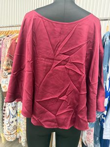 Burgundy Leaf Pattern Tunic Top