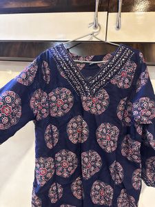 Navy Blue Printed Kurta sets