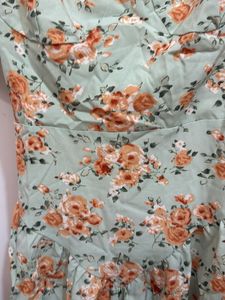 Floral Puff Sleeve Sweetheart Dress