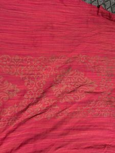 Elegant Pink Saree with Gold Print