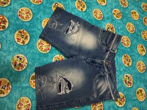 Distressed Blue Denim Shorts