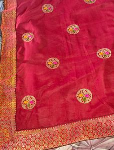 Vibrant Pink Silk Saree with Embellishments