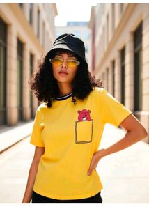 Cute Yellow Cartoon Pocket T-Shirt