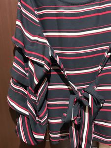 Chic Striped Tie-Waist Blouse