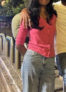 Pink Ribbed Button-Up Crop Top