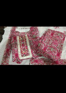 3 pics Pink Floral Print Kurta set