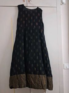 Elegant Black Printed Ethnic Gown