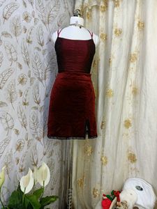 Velvet Mini Skirt with Lace Trim