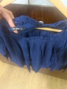 Blue Off-Shoulder Smocked Top