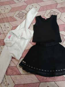 Girls' Black Dress with White Shrug