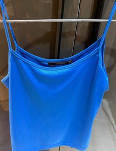 Blue Ruffled Wrap Top
