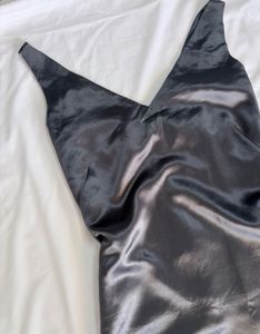 Sleek Satin V-Neck Mini Dress