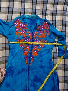 Blue Tie-Dye Embroidered Kurta