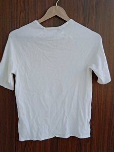 Cream Short Sleeve Knit Top