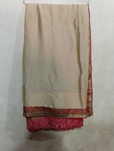 Light Brown Colour Saree with Pink border line
