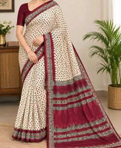 Ready to wear Elegant Cream & Maroon Saree