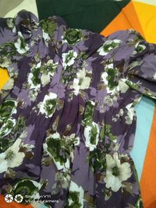 Floral Print Purple Blouse