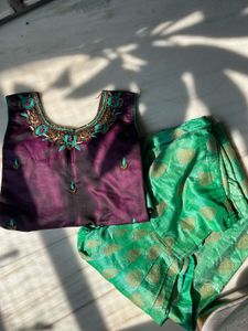 Purple & Green Embroidered Salwar Kameez Suit