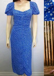 Blue Polka Dot Midi Dress