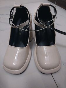 Cream Platform Block Heels