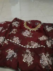 Maroon Floral Print Maxi Dress