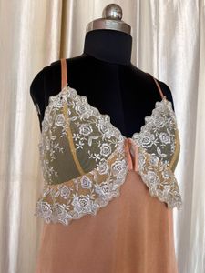 terracotta sunset lace slip dress