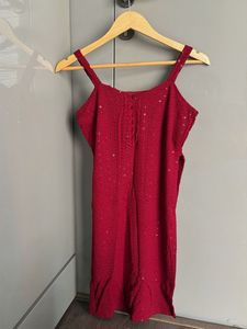 Maroon Cotton Sleeveless Kurta Set | Festive