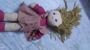 Cute Fabric Doll with Pink Dress
