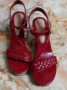Red Wedge Sandals