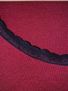 Maroon Ribbed Crop Top with Black Lace Trim